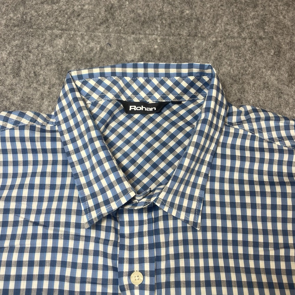 Rohan Fenland Mens Shirt XLarge Blue Plaid Check Button Up Long Sleeve UPF 40+ - Picture 2 of 9